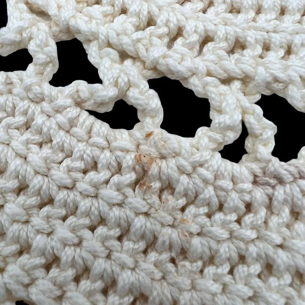 Handmade Crochet Placemats Napkin Rings Set of 4 17x11 Cream Boho Shabby Farm